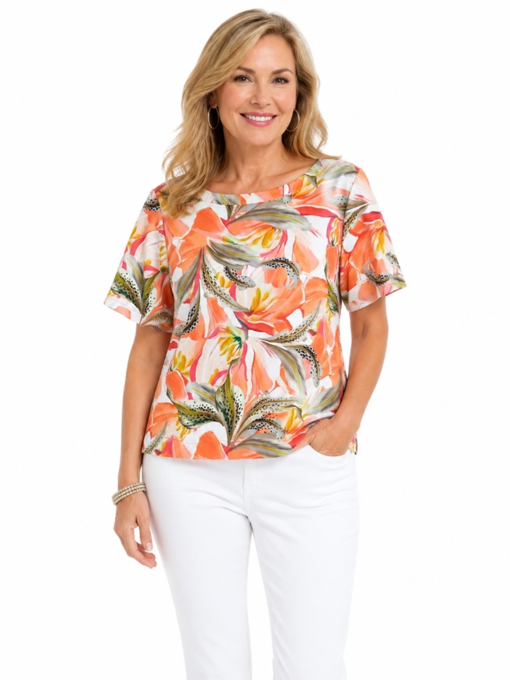 Chico’s Women’s Tiger Lily Floral Print Top – Size 3 / US XL